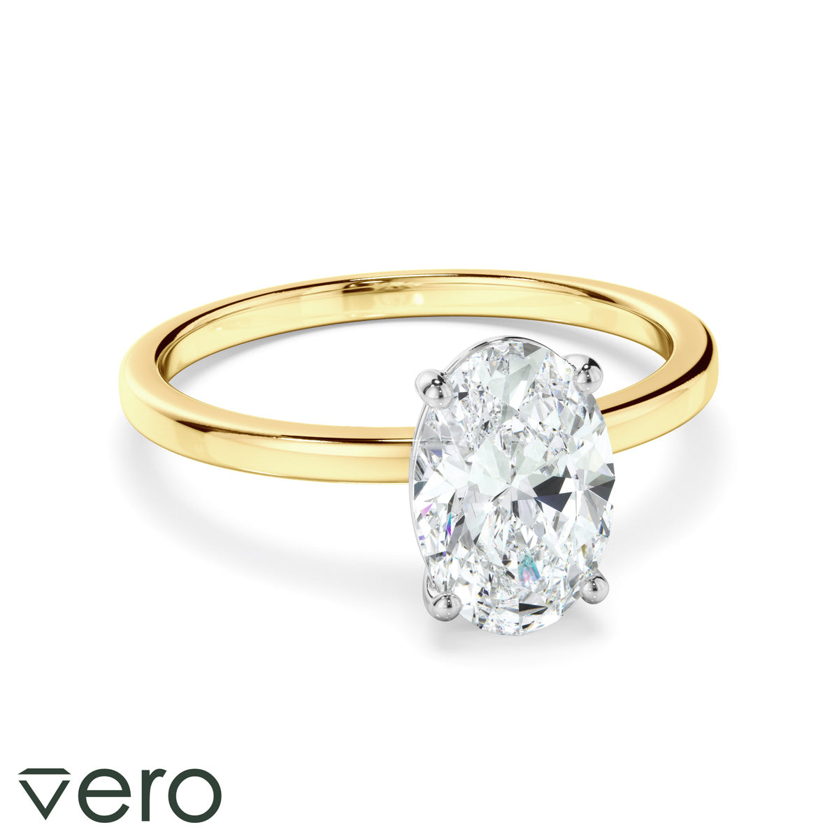 1ct Oval Cut Lab Grown Diamond Ring Set in 18ct Yellow Gold