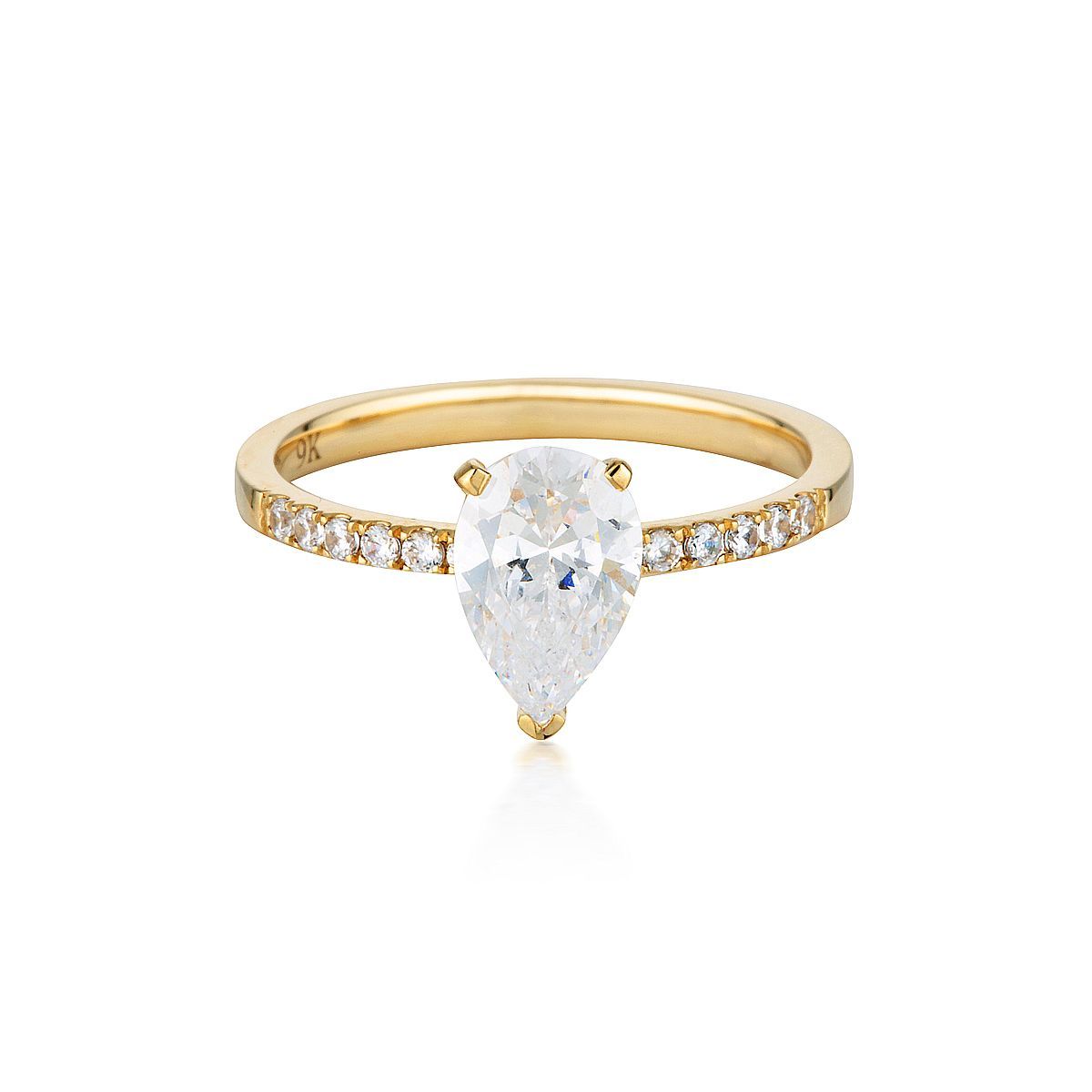 Georgini - Pear Cut And Round Brilliant 1.5Ct Diamond Stimulant Engagement Ring In 9Ct Yellow Gold