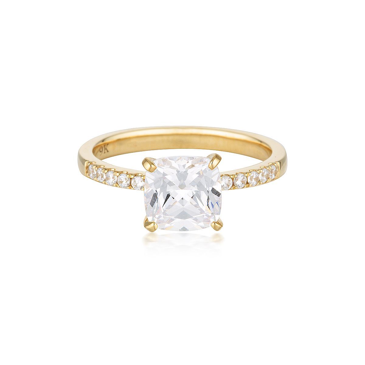 Georgini - Cushion Cut 1.5Ct Diamond Stimulant Engagement Ring In 9Ct Yellow Gold