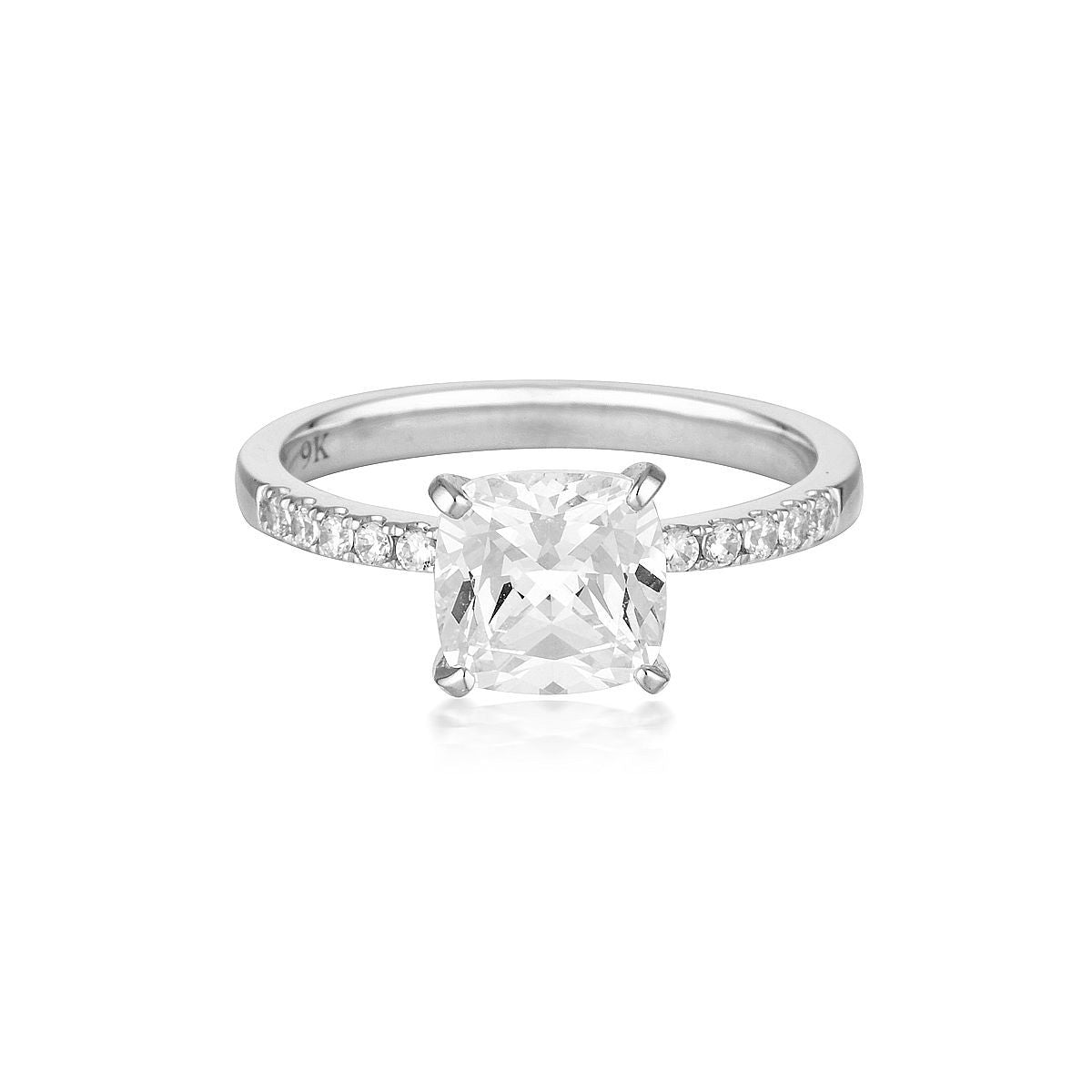 Georgini - Cushion Cut 1.5Ct Diamond Stimulant Engagement Ring In 9Ct White Gold
