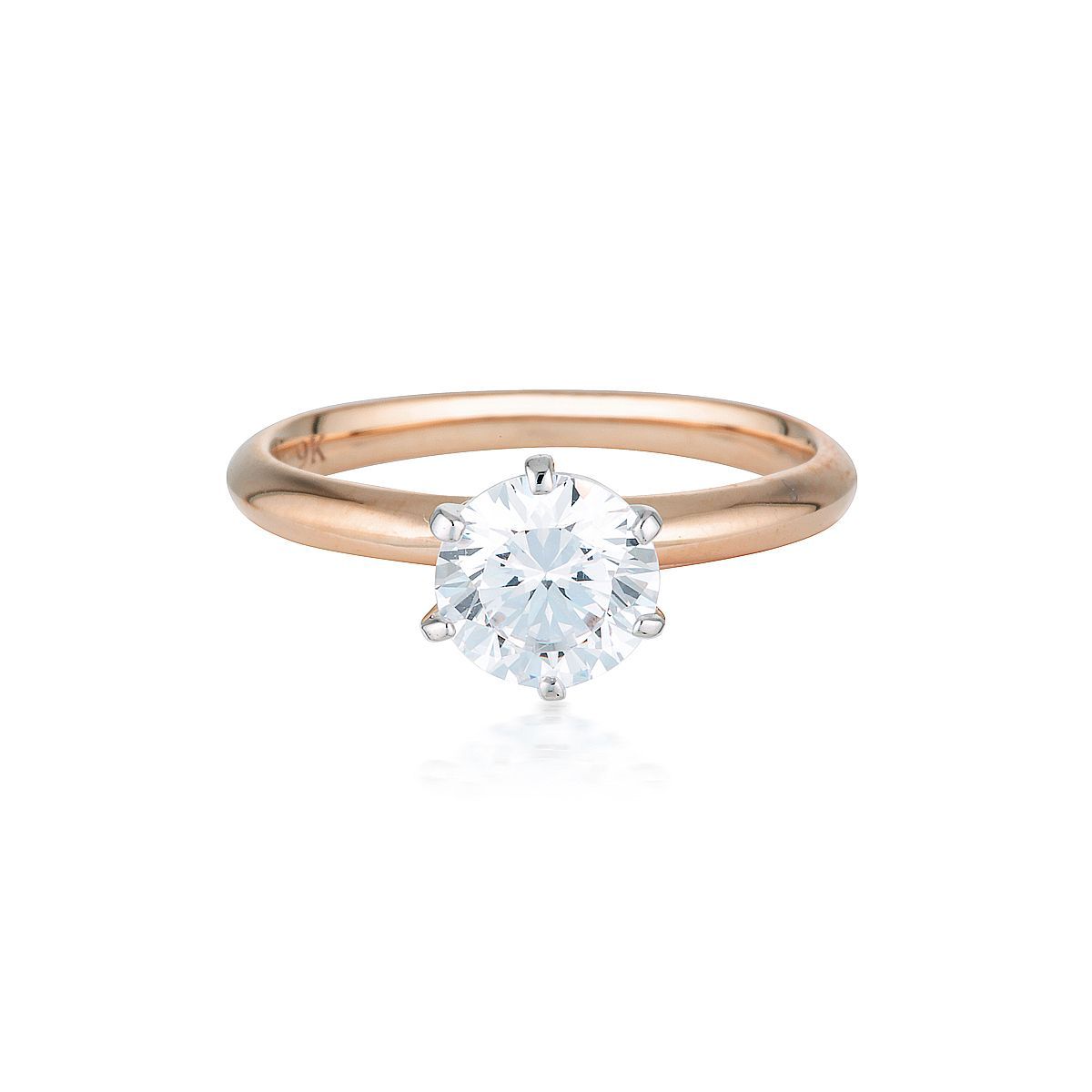 Georgini - Round Brilliant Cut 1.25Ct Cubic Zirconia Solitaire With Knife Edge Band In 9Ct Rose Gold